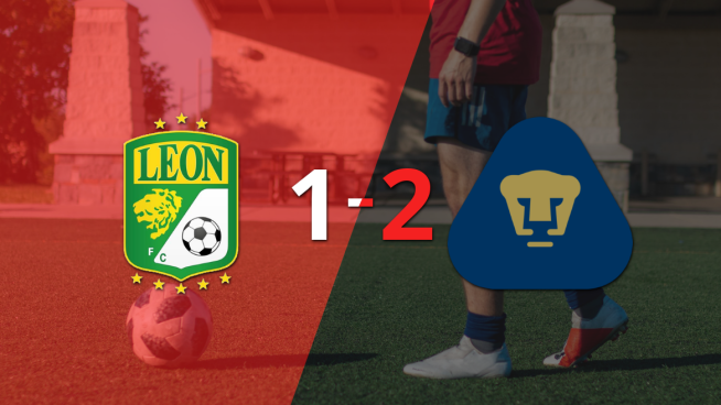 Pumas UNAM voltea el marcador y triunfa 2 a 1 ante León