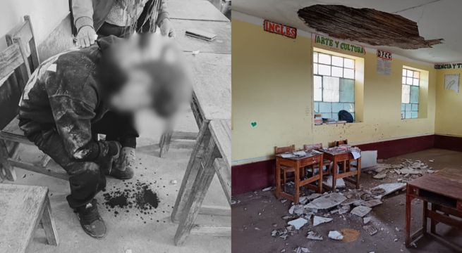 Ayacucho: escolares salvan de morir luego de que  se cayera el techo de su aula