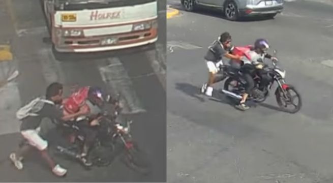 Hombre se lanza sobre falso delivery por robarle su celular en plena avenida Benavides [VIDEO]