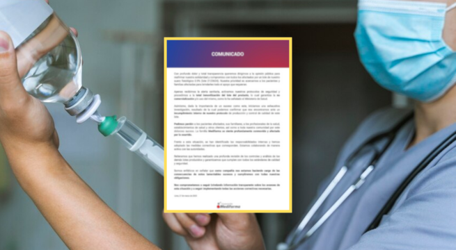 Suero fisiológico: Medifarma reconoce incumplimiento interno de protocolos