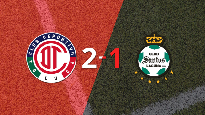 Toluca FC logró una victoria como anfitrión por 2 a 1 frente a Santos Laguna