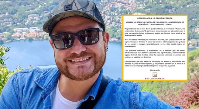 Viuda de Paul Flores 'Russo' iniciará acciones legales contra Armonía 10: este es el motivo