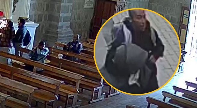 Delincuente roba cartera a pareja que oraba en  interior de iglesia: hurto quedó registrado