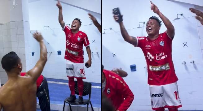 Christian Cueva festeja triunfo de Cienciano en Matute cantando 