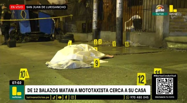 Matan de 12 disparos a mototaxista frente a su casa en San Juan de Lurigancho