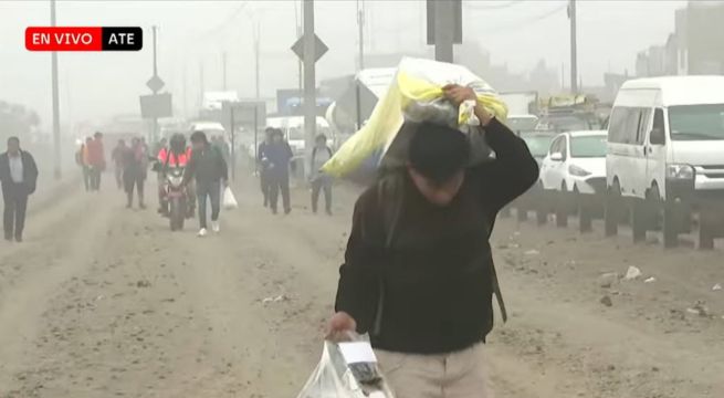 Obras en Ramiro Prialé generan gran congestión vehicular: pasajeros caminan más de una hora