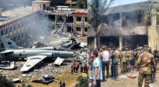 Bangladesh: avión de la Fuerza Aérea se estrella contra escuela dejando 20 muertos y decenas de heridos