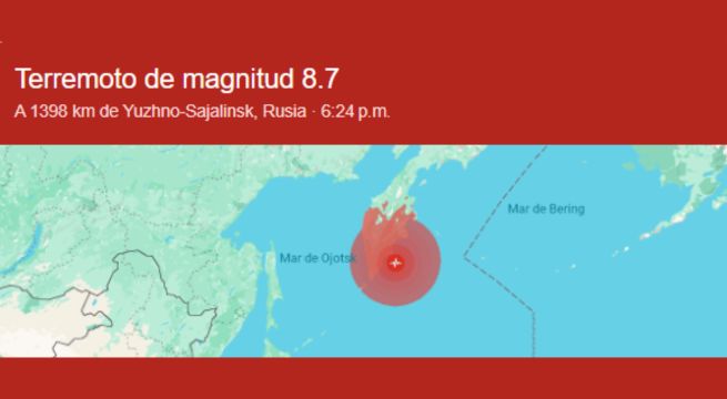 Magnitud de terremoto en Kamchatka, Rusia se eleva a 8.7 grados