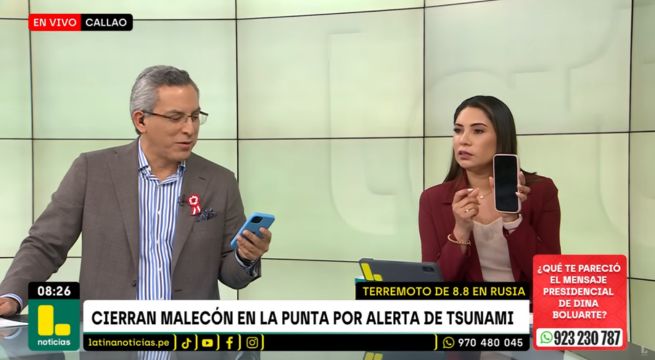 Alicia Retto y Pedro Tenorio fueron notificados EN VIVO por alarma de tsunami  | VIDEO