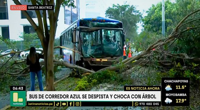 Bus del Corredor Azul sufre accidente tras despiste en Santa Beatriz | VIDEO