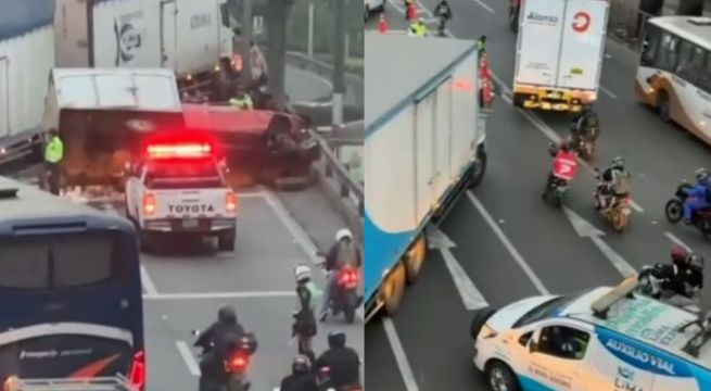 Choque múltiple provoca gran congestión en la avenida Javier Prado