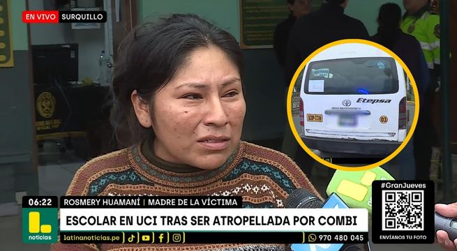 Escolar termina en UCI tras ser atropellada por combi en Surquillo | VIDEO