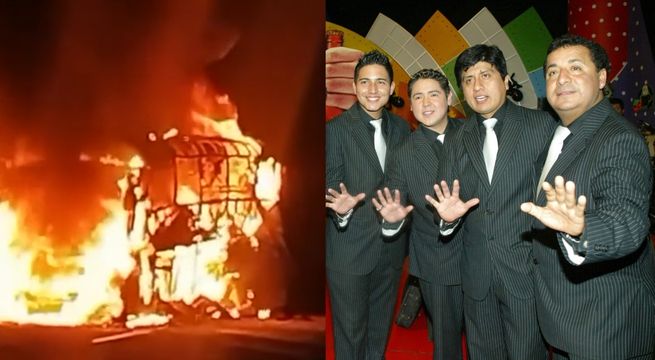 Exintegrantes del Grupo 5 se salvan de morir tras incendio de bus en Áncash | VIDEO
