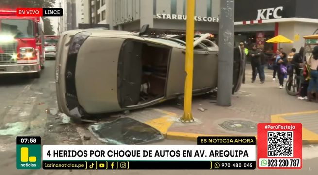 Lince: aparatoso accidente deja cuatro heridos en plena av. Arequipa | VIDEO