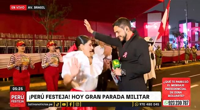 Periodista de Latina participa en baile durante cobertura de la Gran Parada Militar 2025 | VIDEO