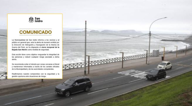 Alerta de tsunami: San Isidro cierra bajada San Martín como medida preventiva