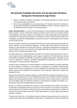 LAP emitió los resultados tras el primer mes de funcionamiento del nuevo aeropuerto Jorge Chávez.