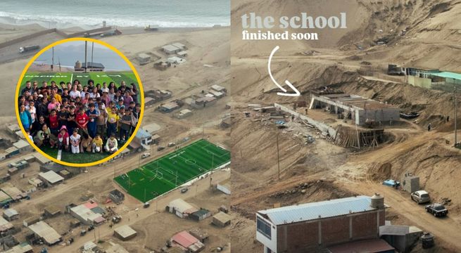 Fundación Mbappe llegó a Perú y construyó una cancha sintética y un colegio