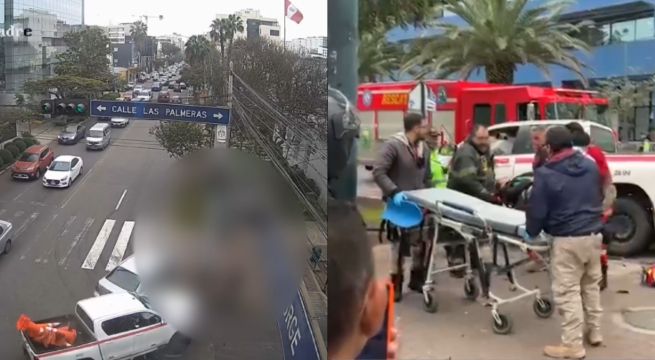 San Isidro: camioneta de serenazgo atropella a joven en scooter | VIDEO