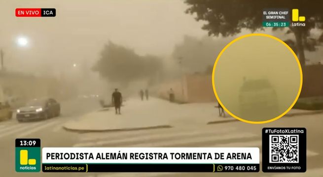 Periodista alemán estuvo en el momento exacto de la tormenta de arena en Ica | VIDEO