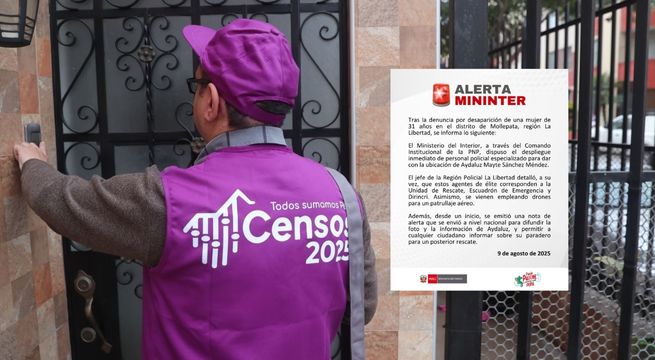 Mininter anuncia acciones para hallar a censista desaparecida en La Libertad