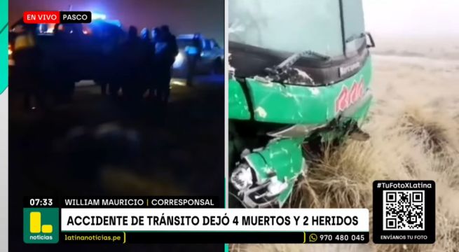 Trágico choque entre bus y camioneta deja cuatro muertos y dos heridos en Pasco | VIDEO