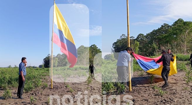 Izan bandera colombiana en territorio peruano: autoridades la retiran de inmediato