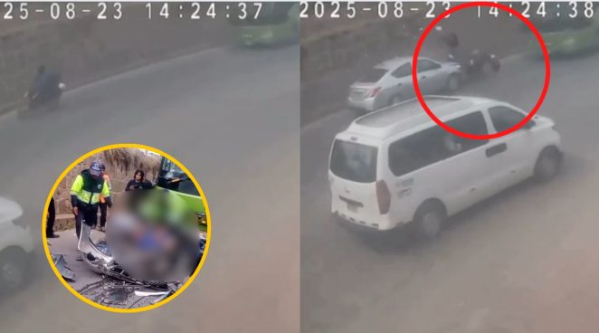 Repartidor de gas muere al ser embestido por carro que invadió el carril contrario | VIDEO