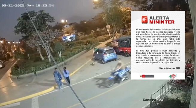 Encuentran a menor de 11 años que fue reportada como desaparecida en SJL