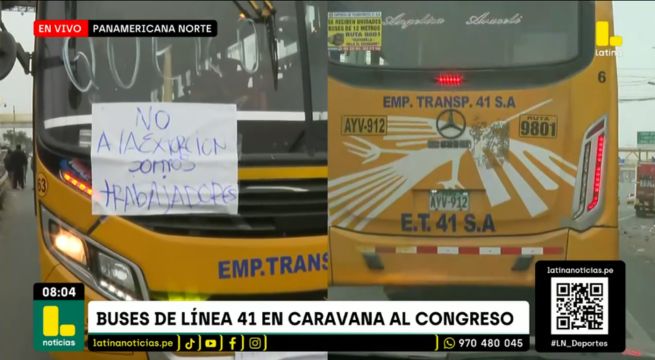 Buses de la 41, 'Los Chinos' y más empresas marchan rumbo al Congreso