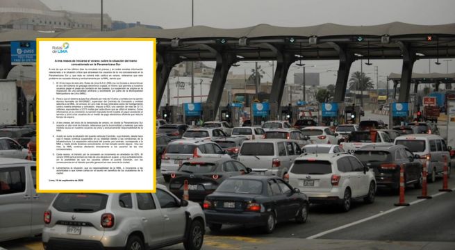 Rutas de Lima culpa a la Municipalidad de Lima sobre la situación del tramo concesionado en la Panamericana Sur