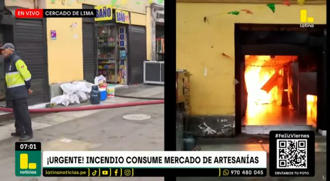Mercado de artesanías es consumido por incendio en Cercado de Lima | VIDEO
