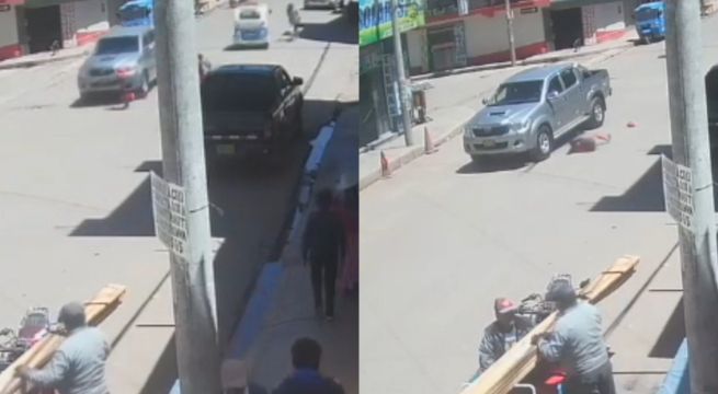 Escolar cruza corriendo la pista y es atropellado por camioneta | VIDEO