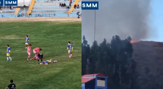 Copa Perú: partido definitorio se jugó con normalidad mientras había un incendio forestal de fondo