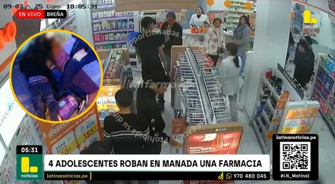 Cámaras de seguridad captan robo en manada en farmacia por parte de adolescentes | VIDEO