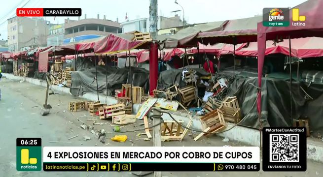 Carabayllo: atacan con cuatro explosivos a mercado por cobro de cupos