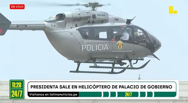 Dina Boluarte sale de Palacio de Gobierno en helicóptero | VIDEO