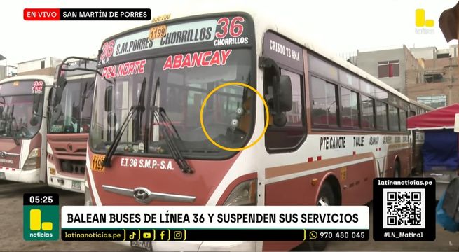 Extorsionadores atacan a balazos a buses de la Línea 36 | VIDEO