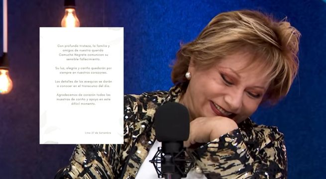 Familia de Camucha Negrete despide a la actriz con sensible comunicado