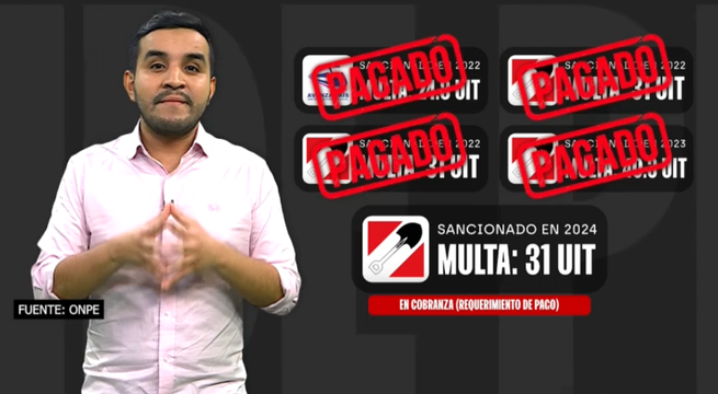 Partidos políticos multados por la ONPE: estas organizaciones deben más de S/1 millón | VIDEO