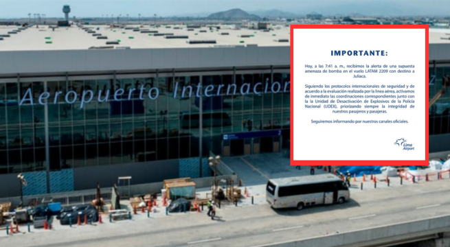 LAP activa protocolos por presunta amenaza de bomba en vuelo a Juliaca