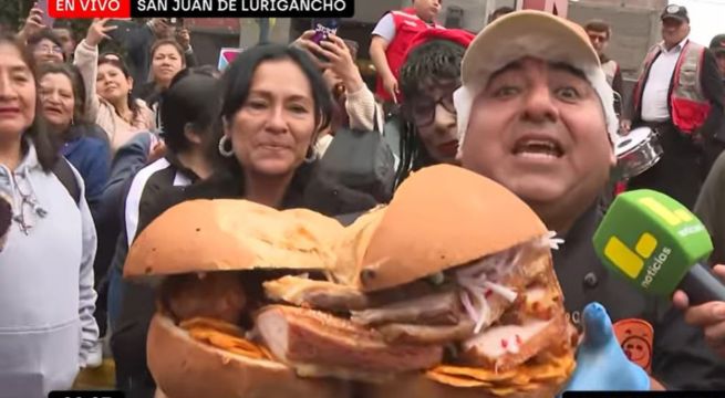 SJL sorprende con pan con chicharrón gigante en medio del Mundial de Desayunos de Ibai