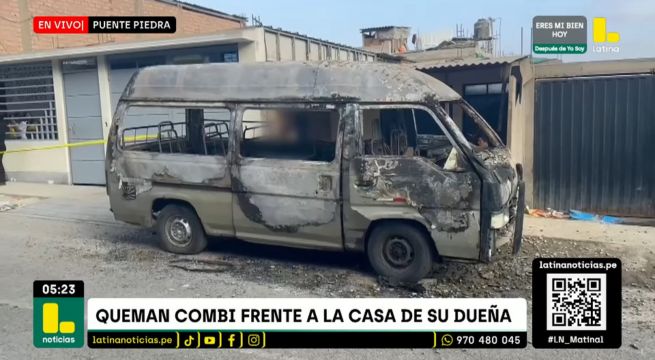 Queman combi frente a casa de su dueña en Puente Piedra | VIDEO