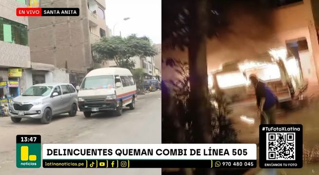 Santa Anita: extorsionadores incendian combi de la Línea 505 en plena vía pública