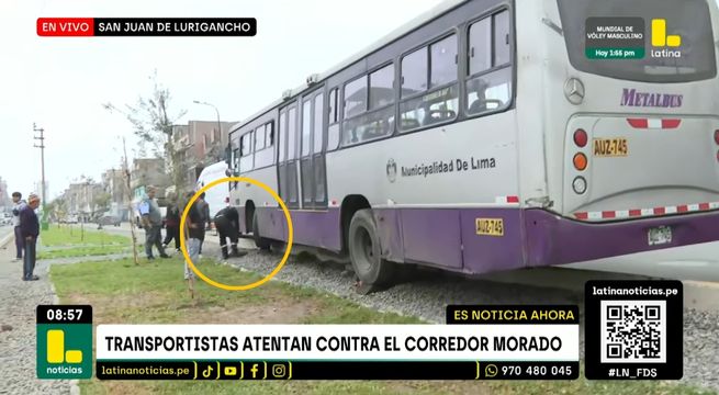Transportistas bloquean vías y atacan Corredor Morado con pasajeros a bordo
