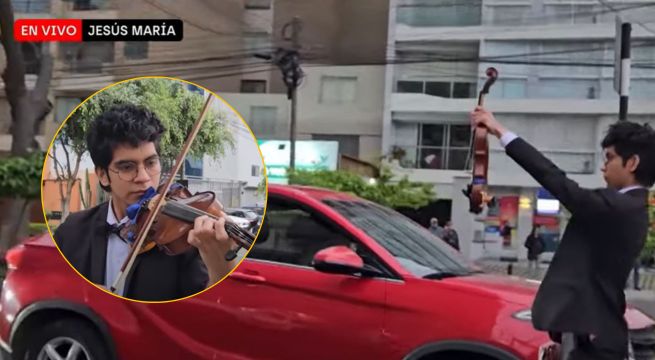 Joven violinista convierte el tráfico de Lima en escenario y conmueve con su talento