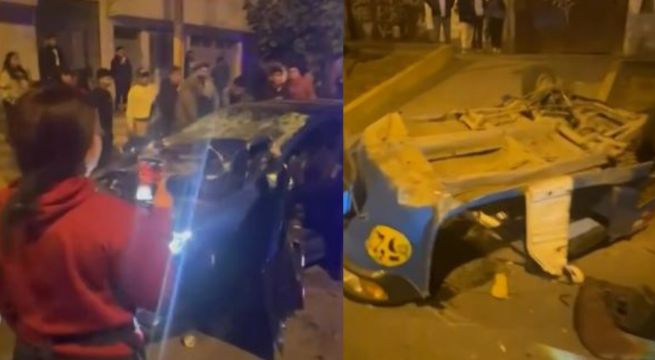 Ate: violento choque entre auto y mototaxi deja tres heridos de gravedad | VIDEO
