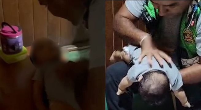 Policías aplican primeros auxilios y salvan a bebé de morir asfixiado