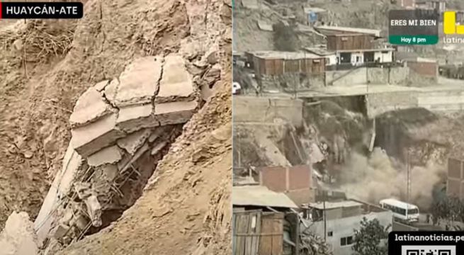 Muro de contención colapsa en Huaycán y pone en riesgo a varias familias