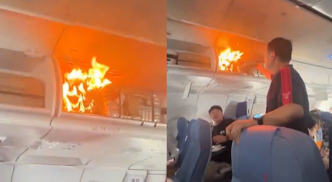 Avión aterriza de emergencia por incendio de batería de litio